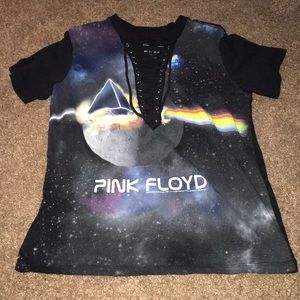 pink floyd lace up tee